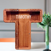 Load image into Gallery viewer, 刻字字母胡桃木存钱罐B2BCBS4497A-B2BCBS4497Z