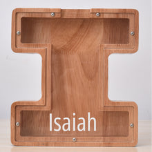 Load image into Gallery viewer, MM-刻字字母橡木存钱罐B2BCBS4714A-B2BCBS4714Z