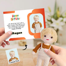 Load image into Gallery viewer, Birthday Gifts for Kids Custom Crochet Doll from Photo Handmade Look alike Dolls with Personalized Name Card