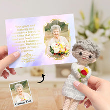 Load image into Gallery viewer, Custom Crochet Doll from Photo Handmade Look alike Dolls with Personalized Name Card Birthday Gifts for Grandma