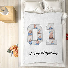 Load image into Gallery viewer, 1st birthday gift ideas- Custom Photo Blanket, 1st birthday blanket - soufeelus