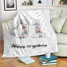 Load image into Gallery viewer, 1st birthday gift ideas- Custom Photo Blanket, 1st birthday blanket - soufeelus