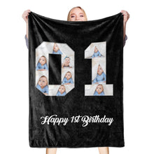Load image into Gallery viewer, 1st birthday gift ideas- Custom Photo Blanket, 1st birthday blanket - soufeelus