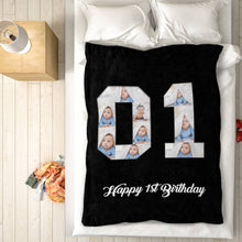 Load image into Gallery viewer, 1st birthday gift ideas- Custom Photo Blanket, 1st birthday blanket - soufeelus