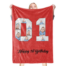 Load image into Gallery viewer, 1st birthday gift ideas- Custom Photo Blanket, 1st birthday blanket - soufeelus