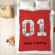 Load image into Gallery viewer, 1st birthday gift ideas- Custom Photo Blanket, 1st birthday blanket - soufeelus