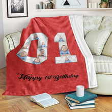 Load image into Gallery viewer, 1st birthday gift ideas- Custom Photo Blanket, 1st birthday blanket - soufeelus