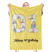 Load image into Gallery viewer, 1st birthday gift ideas- Custom Photo Blanket, 1st birthday blanket - soufeelus