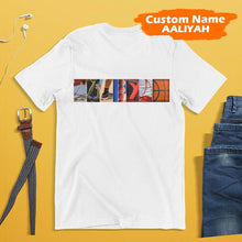 Load image into Gallery viewer, Aaliyah T-shirt Name Art Alphabet Photography Shirt - Basketball Style - MyFaceTshirt