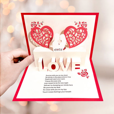 Custom 3D Pop-Up Card Personalized Heart Couple Pop Up Greeting Card