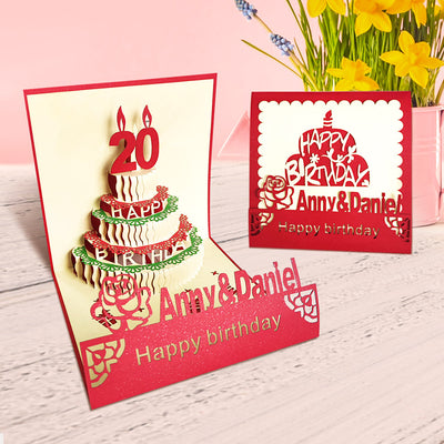 Custom Age 3D Pop Up Birthday Cards Led Light Birthday Cake Music Happy Birthday Pop Up Greeting Card