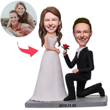 Load image into Gallery viewer, Kneel Down On One Knee To Propose Couple Custom Bobblehead With Engraved Text
