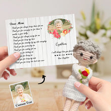 將圖片載入圖庫檢視器 Custom Crochet Doll from Photo Handmade Look alike Dolls with Personalized Name Card Gifts for Mom
