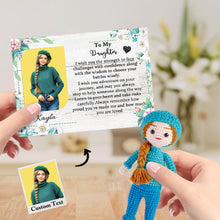 將圖片載入圖庫檢視器 To My Daughter Custom Crochet Doll from Photo Handmade Look alike Dolls with Personalized Name Card Gifts for Her
