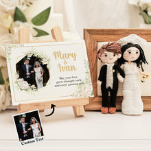 將圖片載入圖庫檢視器 Gifts for Wedding Couple Custom Crochet Doll from Photo Handmade Look alike Dolls with Personalized Name Card

