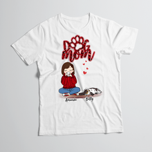 將圖片載入圖庫檢視器 Personalized T-Shirt Dog Mom Red Pattern Chibi Girl Mother&#39;s Day Gift
