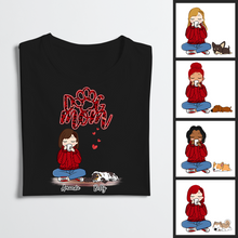將圖片載入圖庫檢視器 Personalized T-Shirt Dog Mom Red Pattern Chibi Girl Mother&#39;s Day Gift
