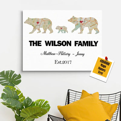 定制-双亲熊地图刻字油画-CYH5166