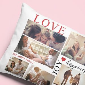 Custom Photo Pillow Love Joy Family Pillow Gifts for Family(Square)