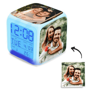 Personalized Alarm Clock Multiphoto Colorful Lights Gifts for Her - photowatch
