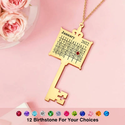 定制-日历定制生日石刻字钥匙-TKNL952