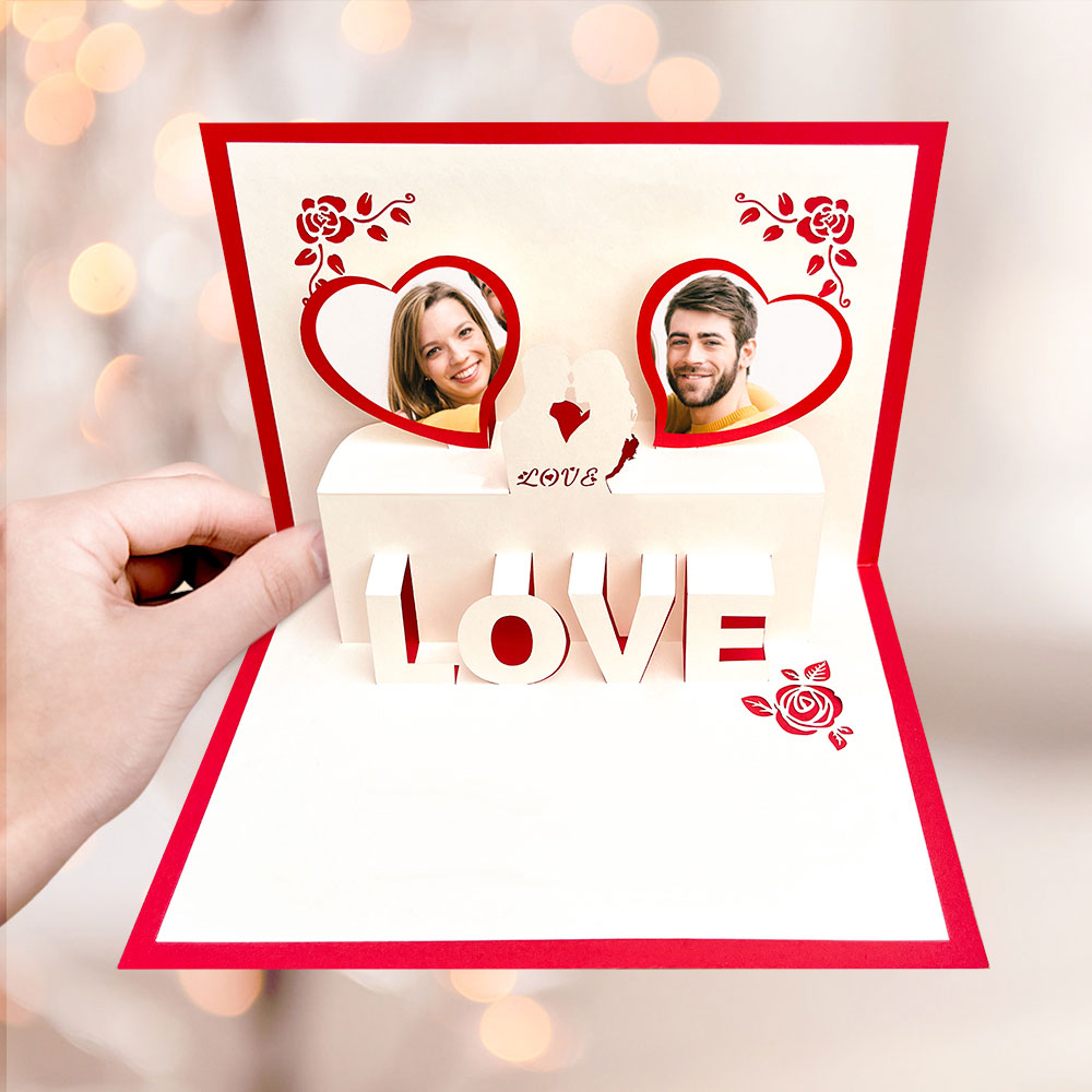 Custom Photo 3D Pop-Up Card Personalized Heart Pop Up Greeting Card