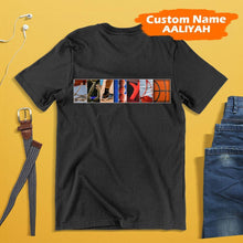 將圖片載入圖庫檢視器 Aaliyah T-shirt Name Art Alphabet Photography Shirt - Basketball Style - MyFaceTshirt
